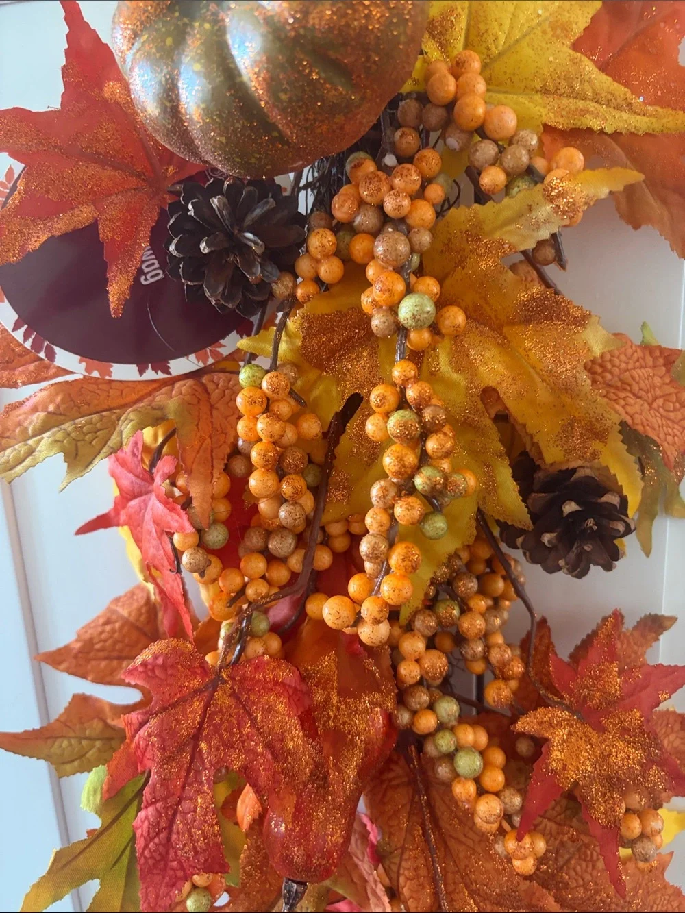 Autumn Harvest Orange Fall Hanging Swag - Seasonal Home Holiday Decor22’long 10’